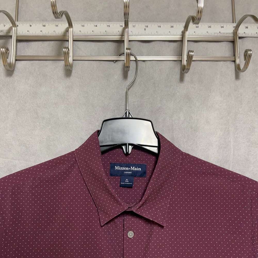 Mizzen Main Shirt Men's XL‎ Burgundy Leeward Geometric Polka Dot AOP Button Up